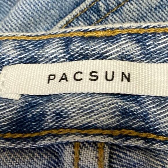 Pacsun 90's Boyfriend Blue Distressed High Waisted Straight Denim Jeans Pants 25 - Picture 4 of 6